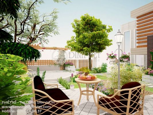 Mẫu sân vườn biệt thự đẹp hiện đại