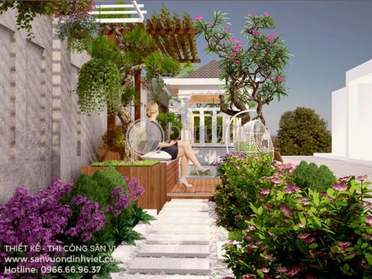 Mẫu sân vườn đẹp hiên nhà biệt thự