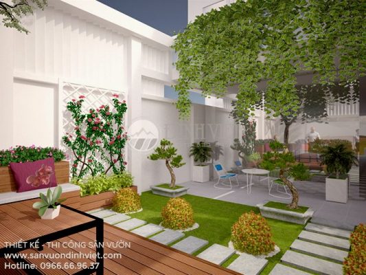 Thiết kế sân vườn sân sau nhà biệt thự