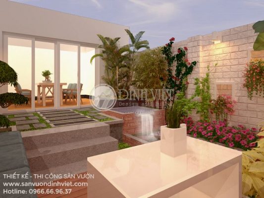 Thiết kế sân vườn sân sau biệt thự