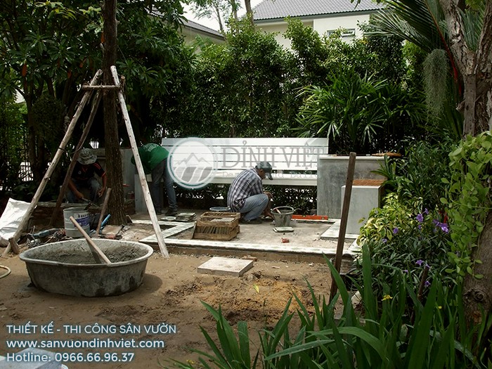 Thi công sân vườn hồ cá koi