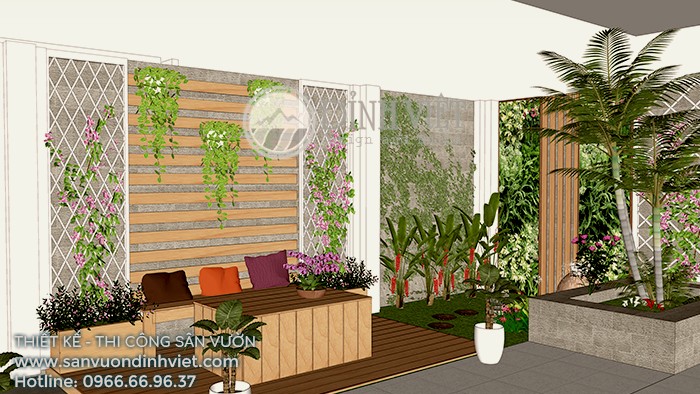 Thiết kế sân vườn nhà phố hồ nước