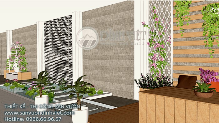 Thiết kế sân vườn nhà phố hồ nước